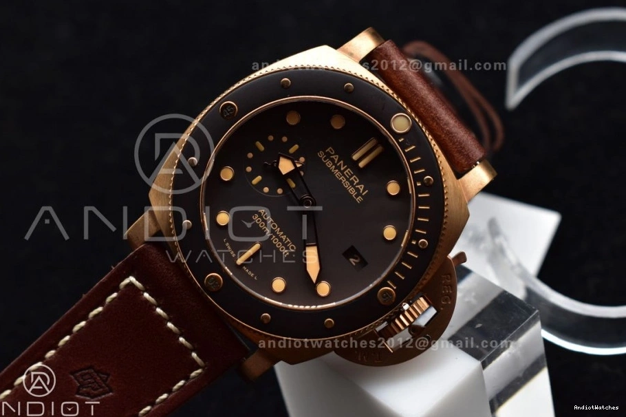 and on Strap 995 V Brown Brown Best P.9010 VSF Clone Bezel Bronzo PAM968 Calfskin Ceramic Dial Edition SunProtective 1:1 0429